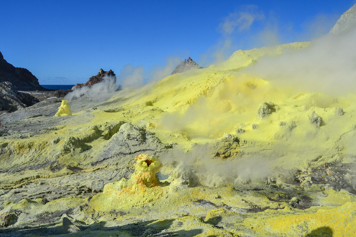 Sulfur Cones on White Is