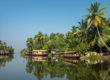 Houseboats on the backwaters of Kerala, India.
