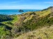 View driving into Anaura Bay, East Cape, New Zealand