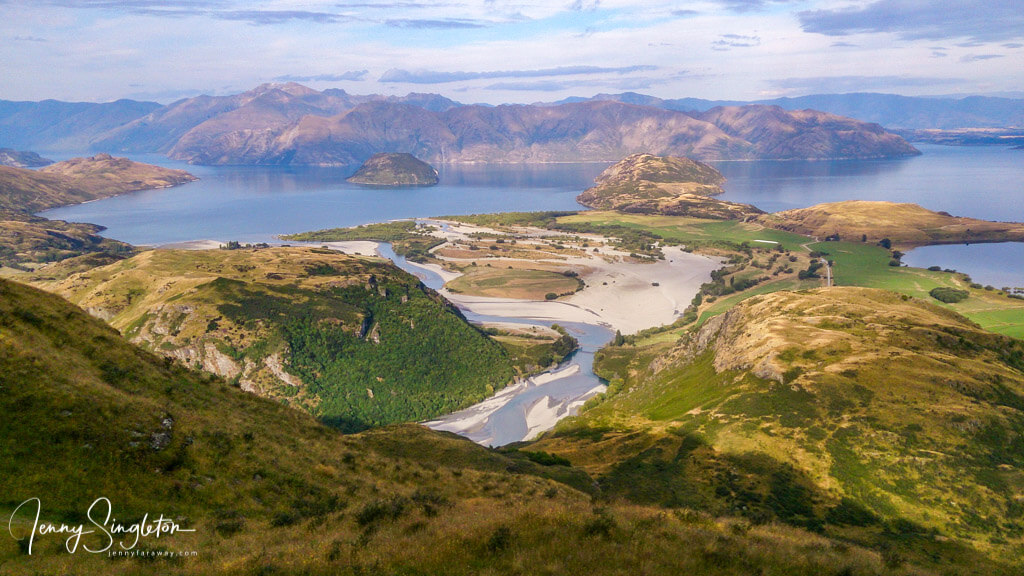 Views over Lake Wanaka and the Matukituki River delta from the Rocky Mountain Track.