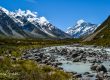 Looking towards Mount Cook/Aoraki up the Hooker River Valley.